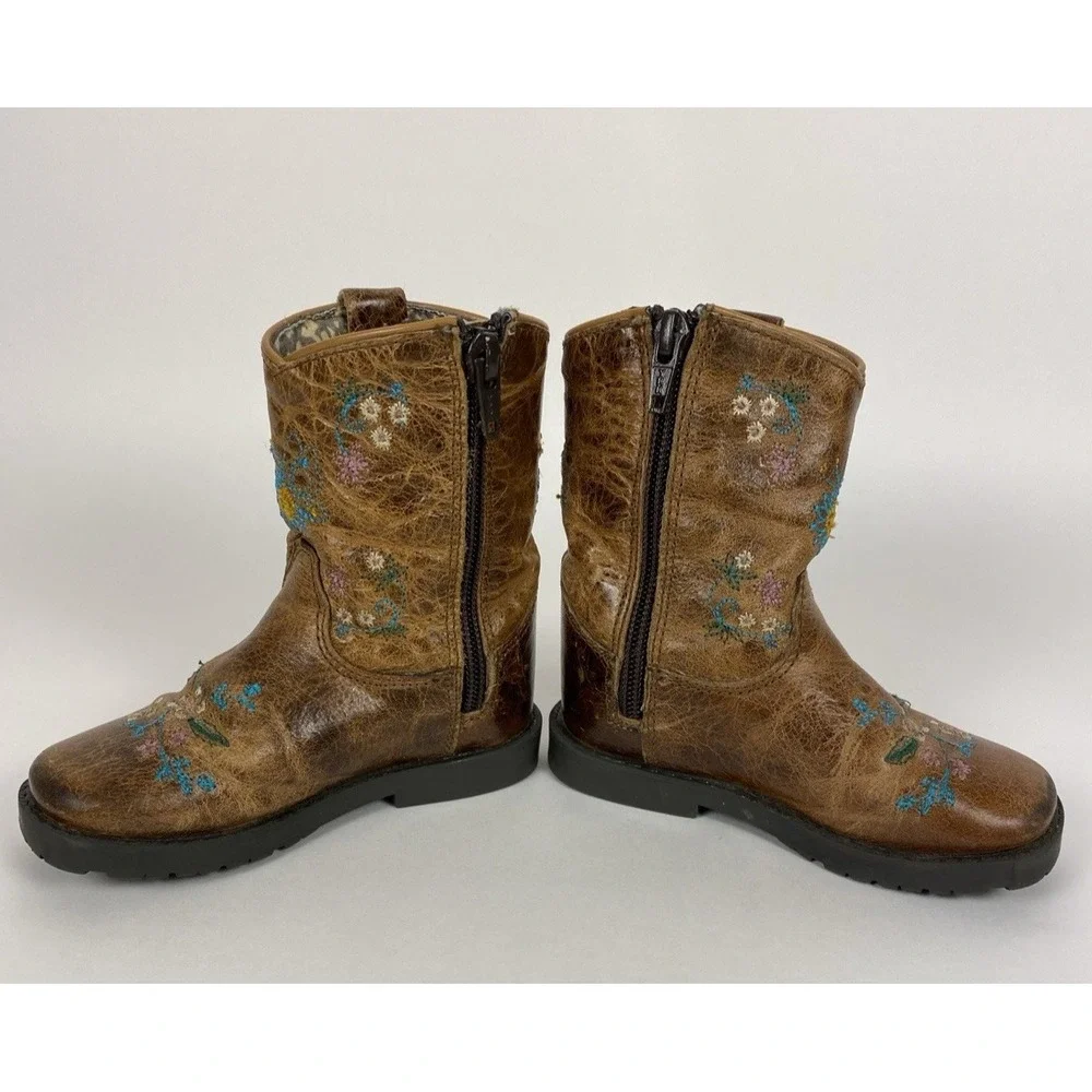 Smoky Mountain Girl's Western Floral Embroidered Leather Boots SZ 7R Toddler